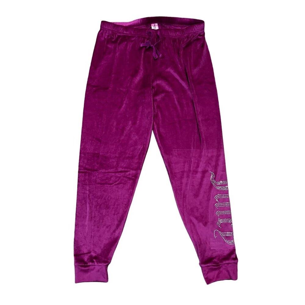 Juicy Couture Soft Pink Velour Lounge Pants Sparkly Bejeweled “Juicy” Medium